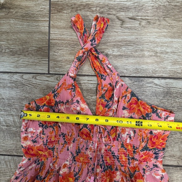 Free People Washed Ashore Mini Dress Size Medium Pink Lined Flowy Floral Dress - Picture 11 of 16
